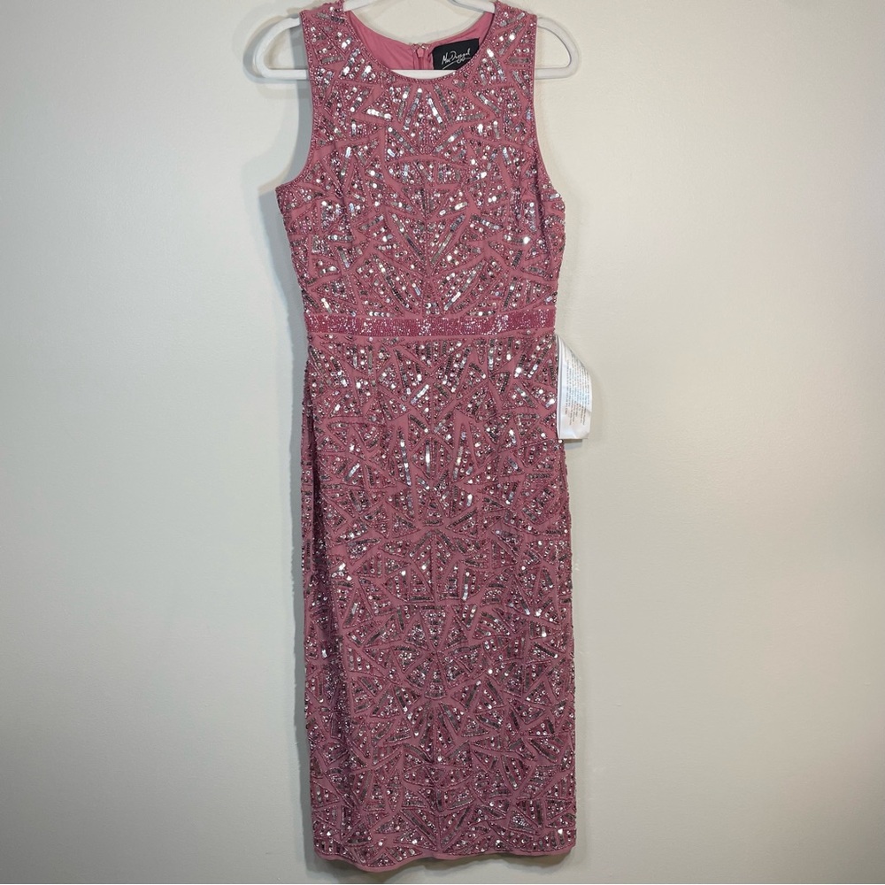 Mac Duggal Pink Sequin Sheath Midi Dress - Picture 4 of 15